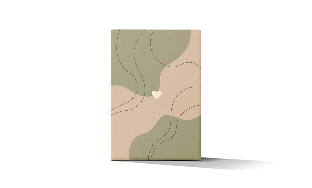 Stylish photo book with modern, curved lines in soft earthy tones