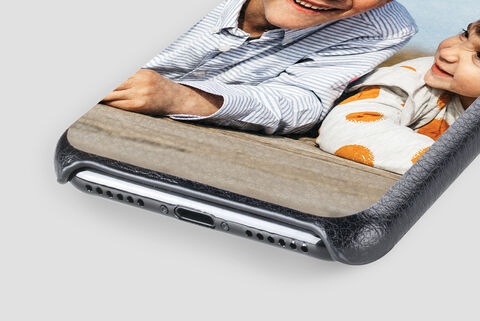 Phone case featuring a personal photo and colorful designs