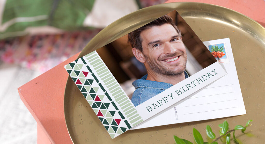 Cheerful message on a greeting card with a colorful design.