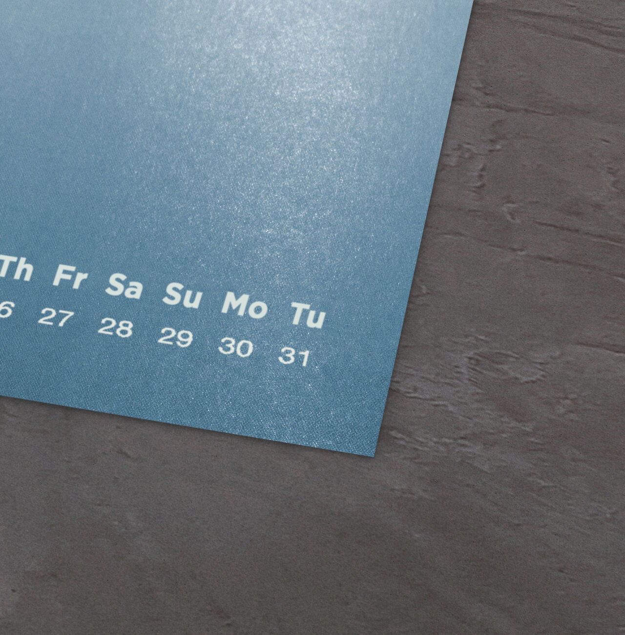 Calendar page with days and numbers for the month of June