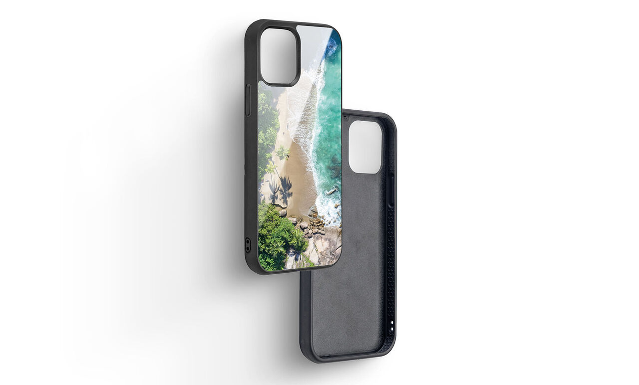 Phone case featuring an aerial view of a beach landscape.