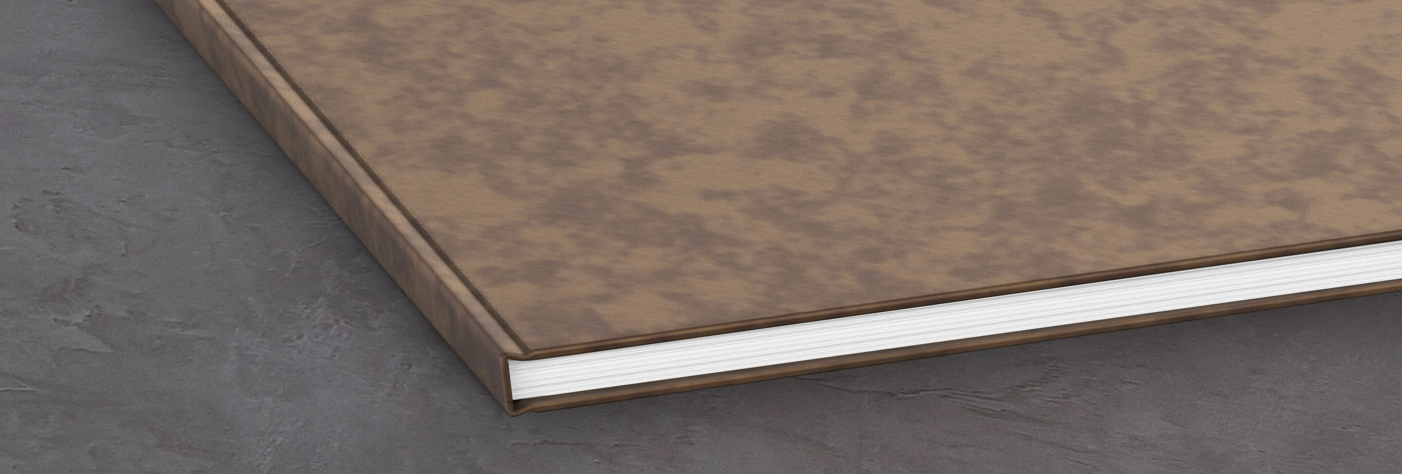 Brown photo book on gray background, high-quality design.
