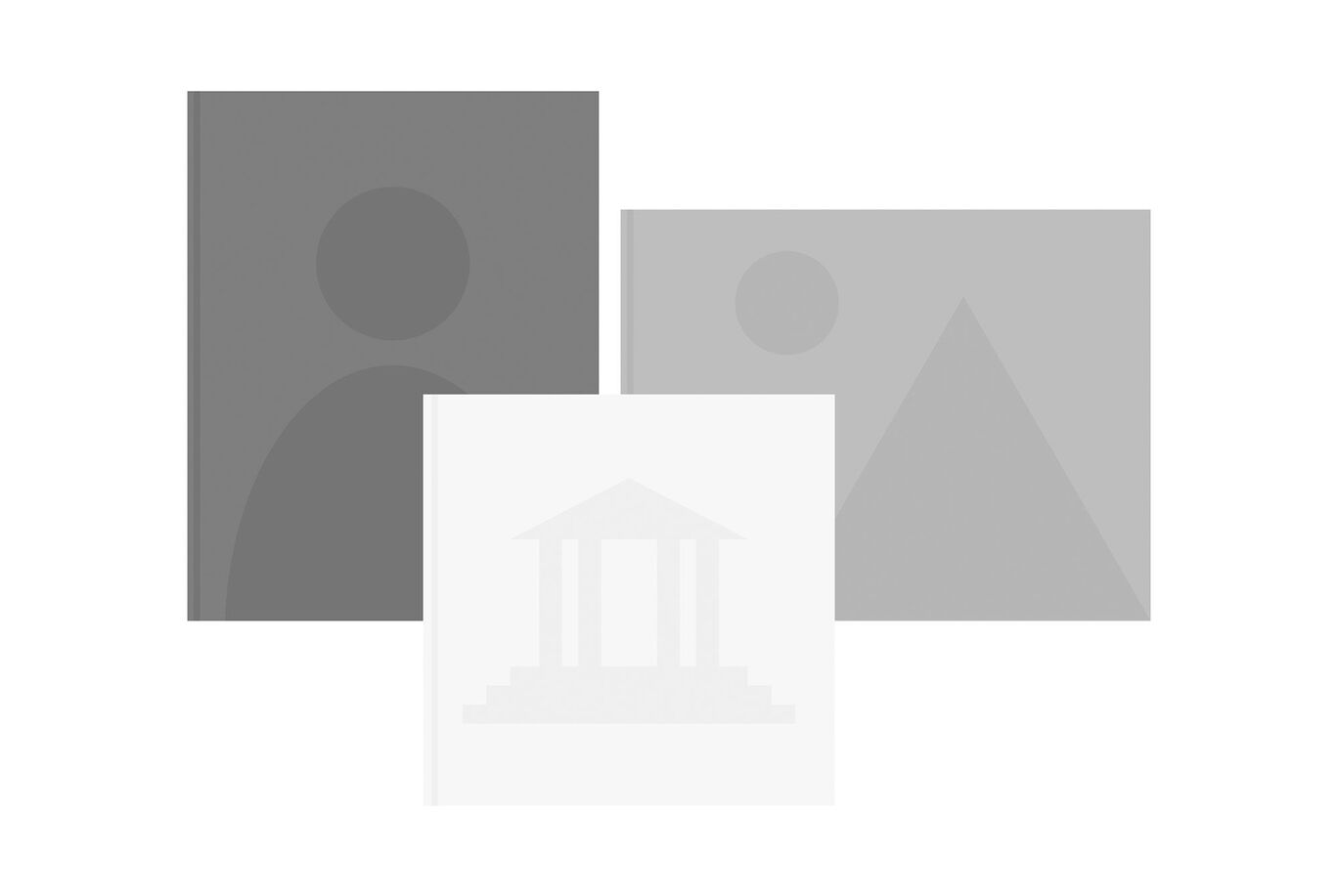 Three stylized icons: a person, a circle, and a triangle.