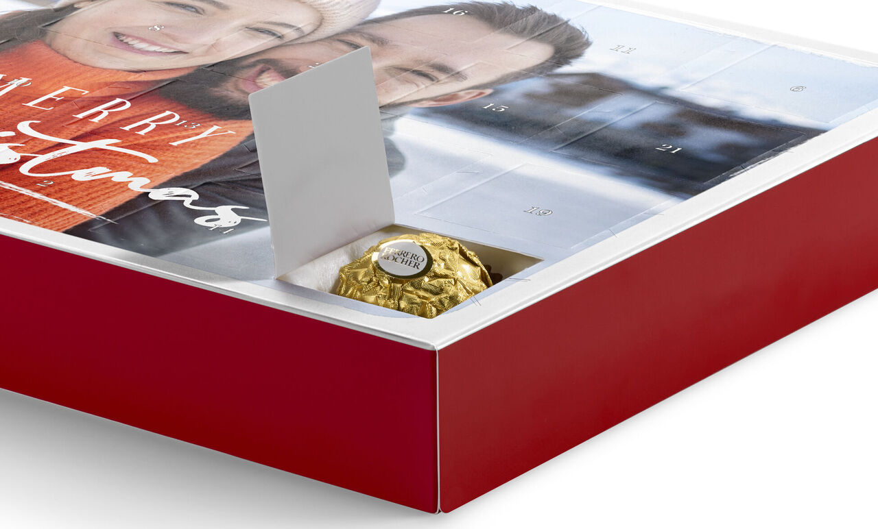 An Advent calendar in festive design with sweet content, ideal for Christmas