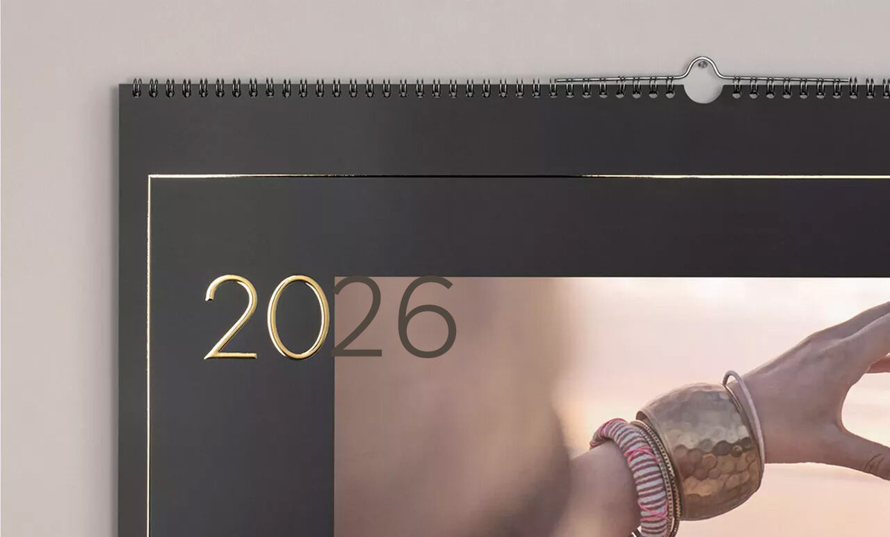 A2 Wall Calendar with Gold Highlights