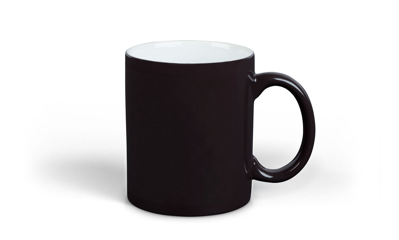 Black mug with white interior, ideal for personal gift ideas