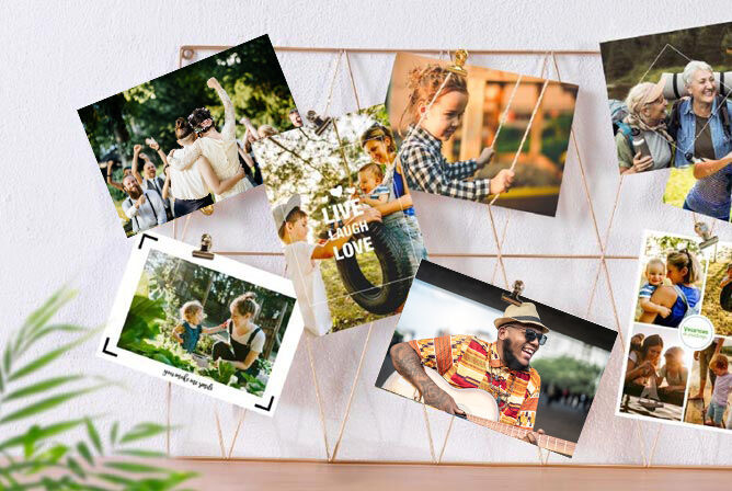 A wall covered with many photos and souvenirs. It shows happy moments with family and friends.