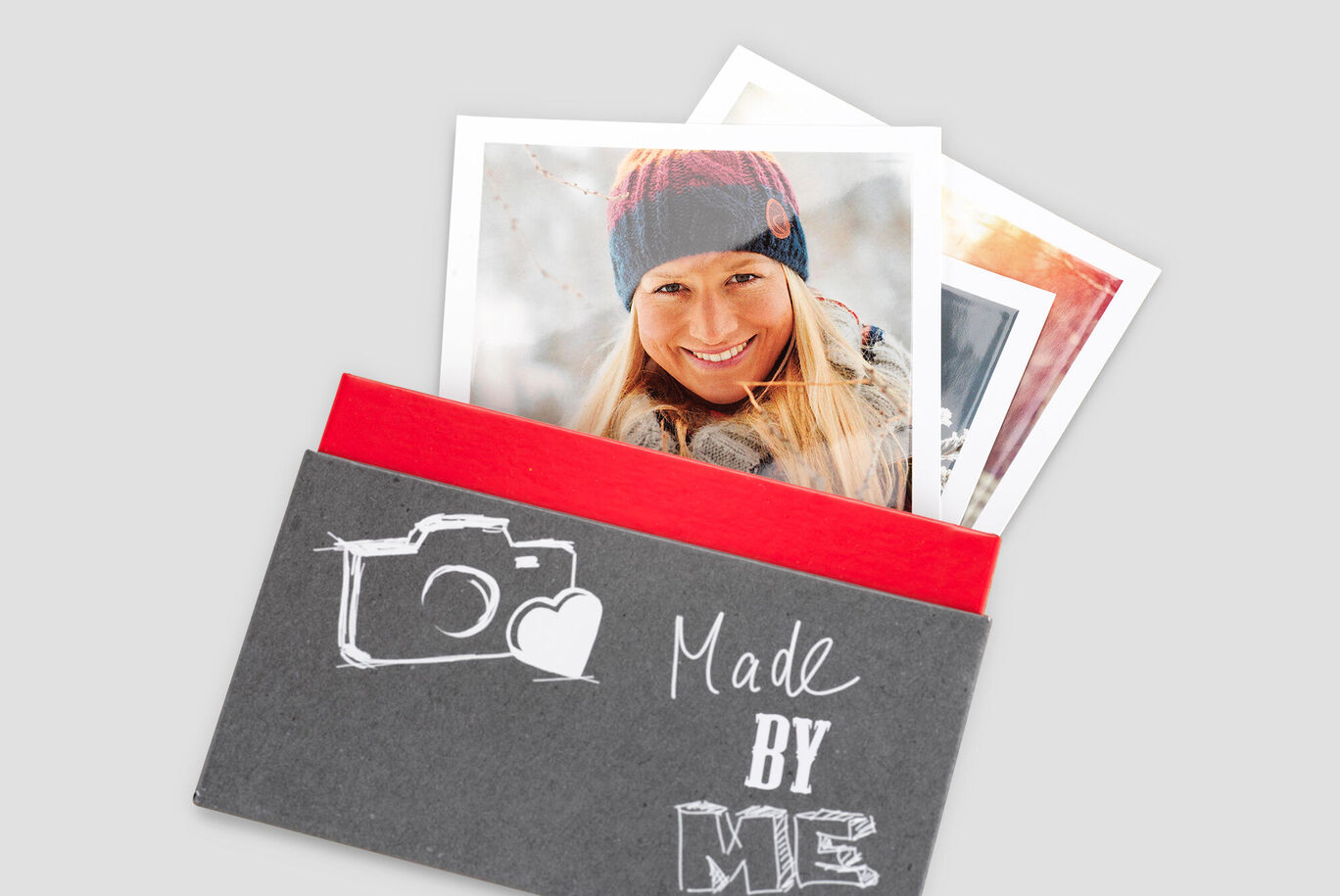 Colorful photos in a creative card, designed with love