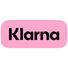The Klarna logo in pink with black lettering.