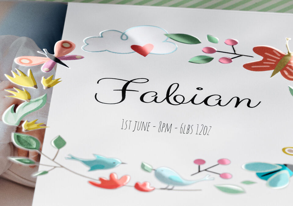 We welcome Marie! A lovingly designed welcome image with important birth information.