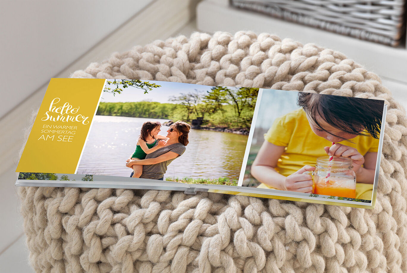Wonderful photo book with cheerful summer moments by the lake