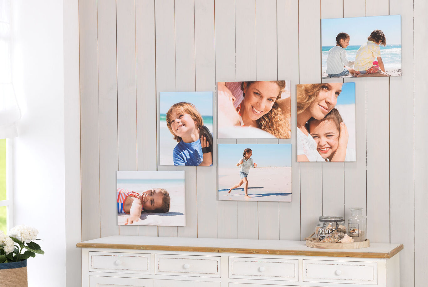Wall pictures showcase happy moments at the beach