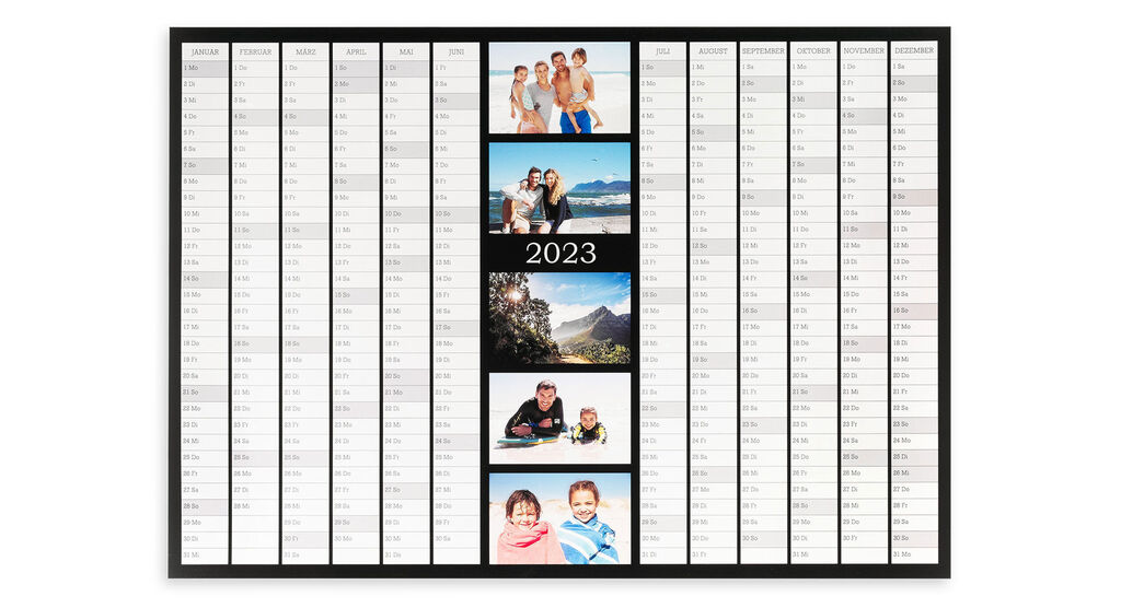 Wonderful photo calendar 2023 with family photos and monthly view