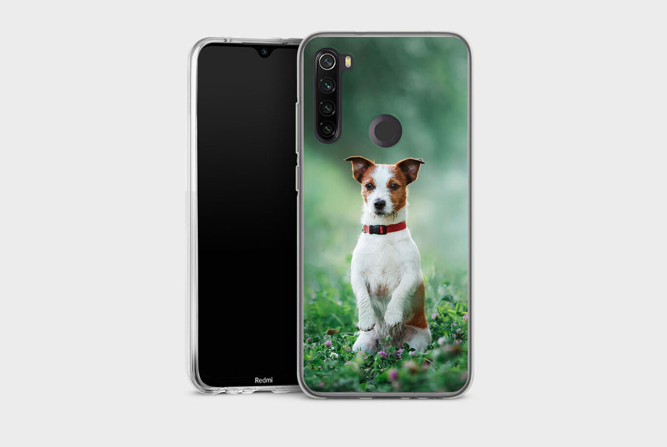 Dog portrait on a smartphone background.