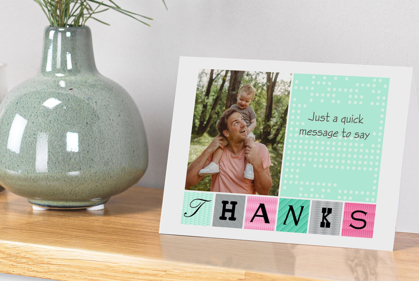 A thank you card with a beautiful image and a loving text.