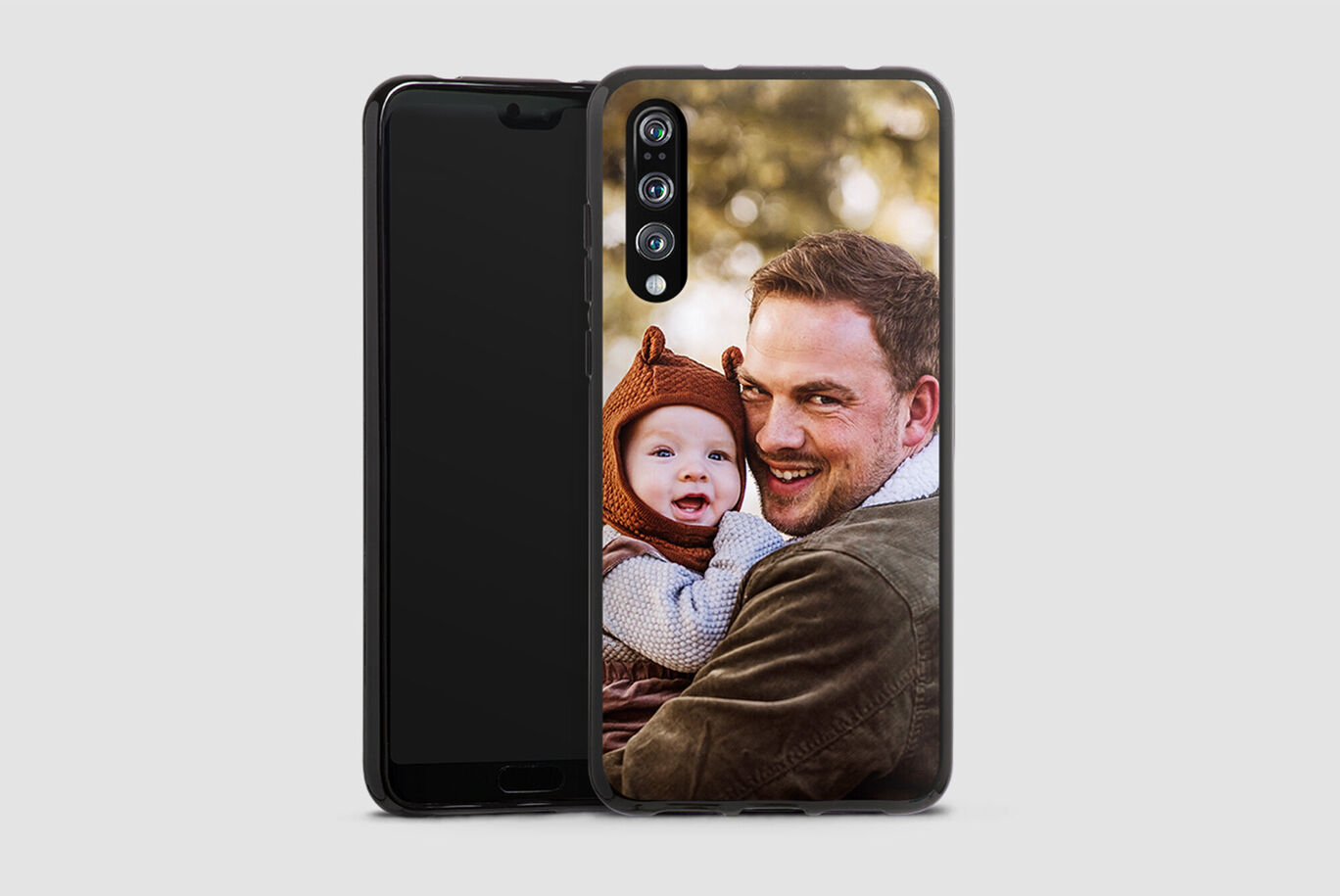 A loving moment between a person and a child, both in warm tones.