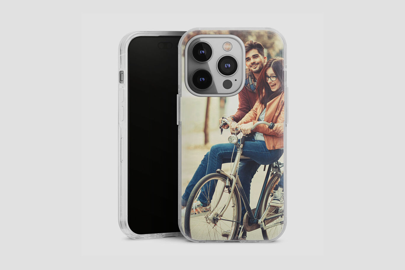 A smartphone with a photo design on a bike tour, perfect for personal memories.