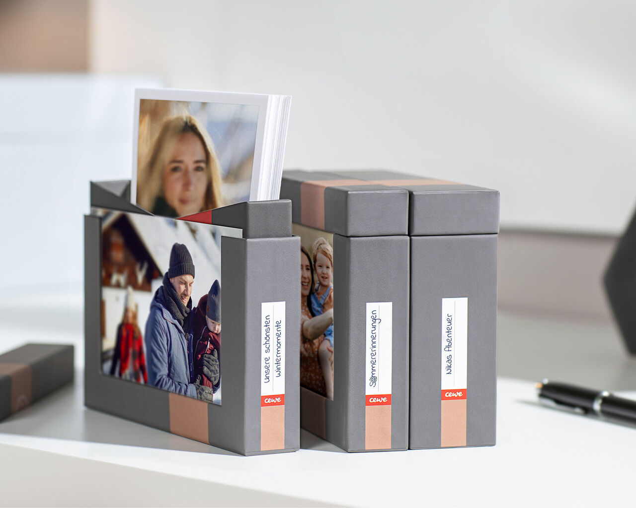 Stylish set of CEWE photo books in a decorative box