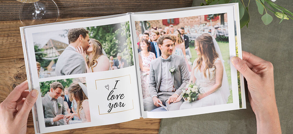 A lovely photo book showcases special wedding moments.
