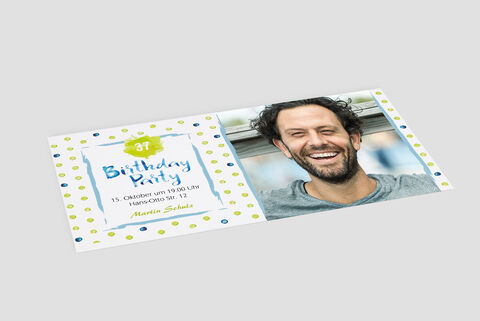 Invitation design for a birthday party with a colorful background.