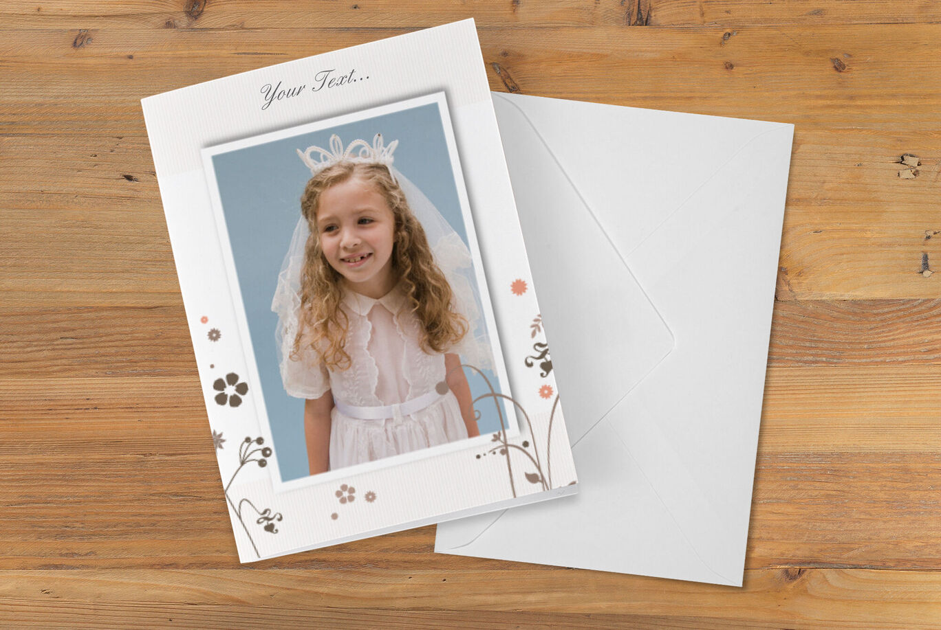 A beautiful personalized greeting card design with floral border and space for personal text.