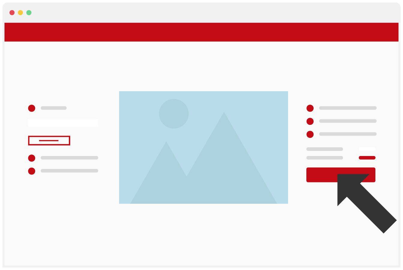 A user clicks on a red button on a website.