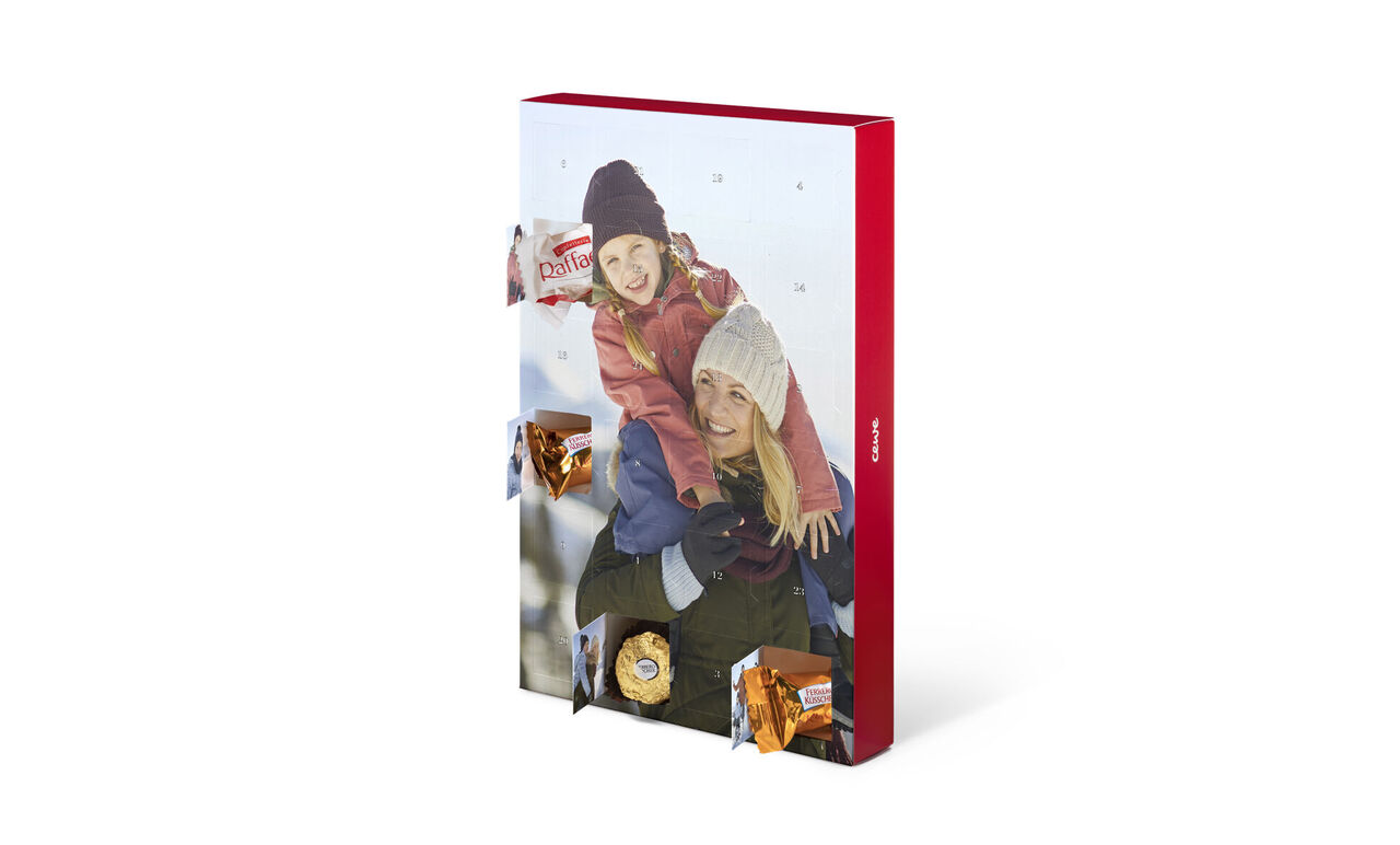 Colorful Advent calendar with sweet surprises and sustainable materials.
