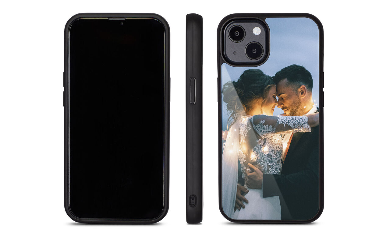 Wedding photo of a couple surrounded by lights.