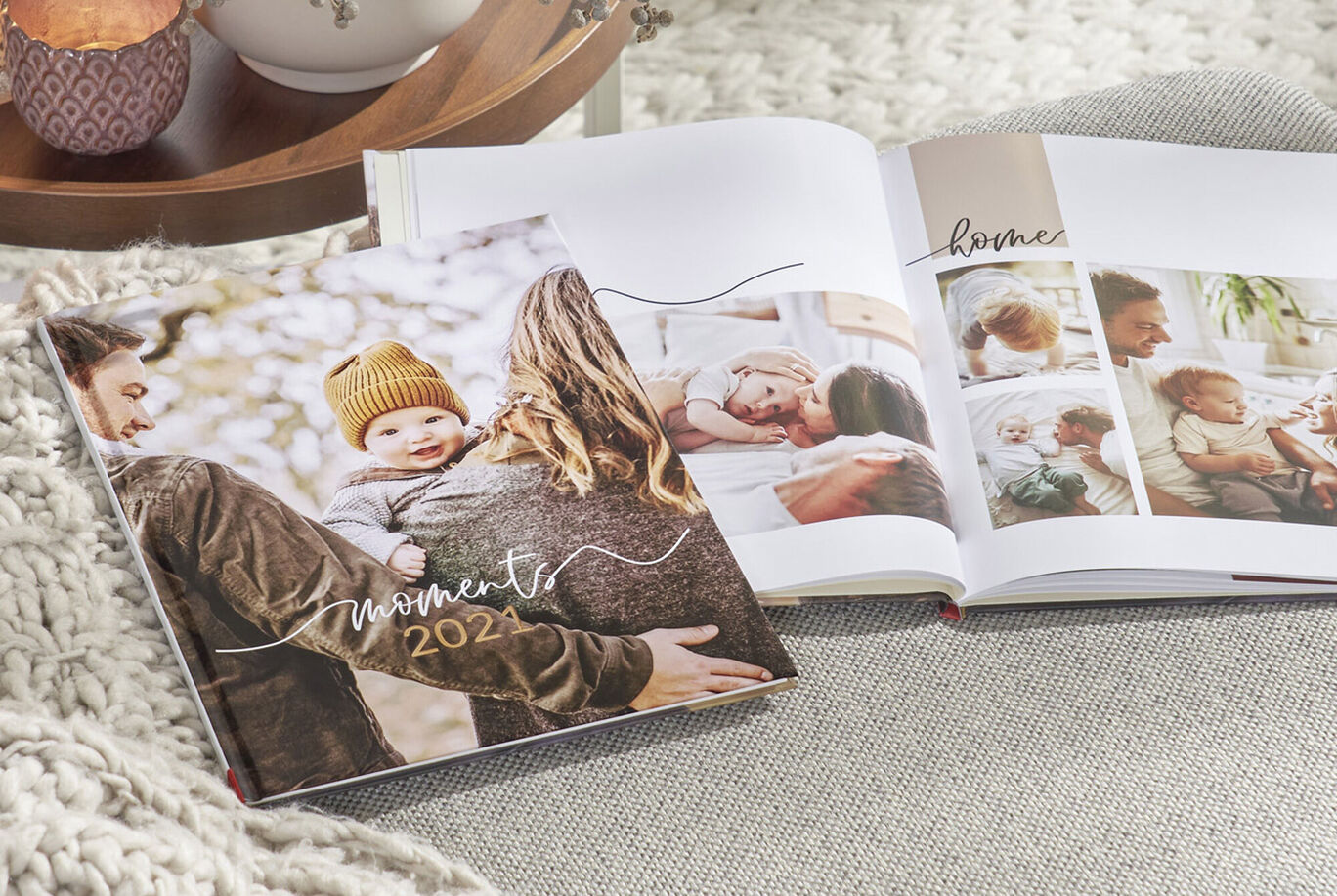 A loving photo book with memories on a table.