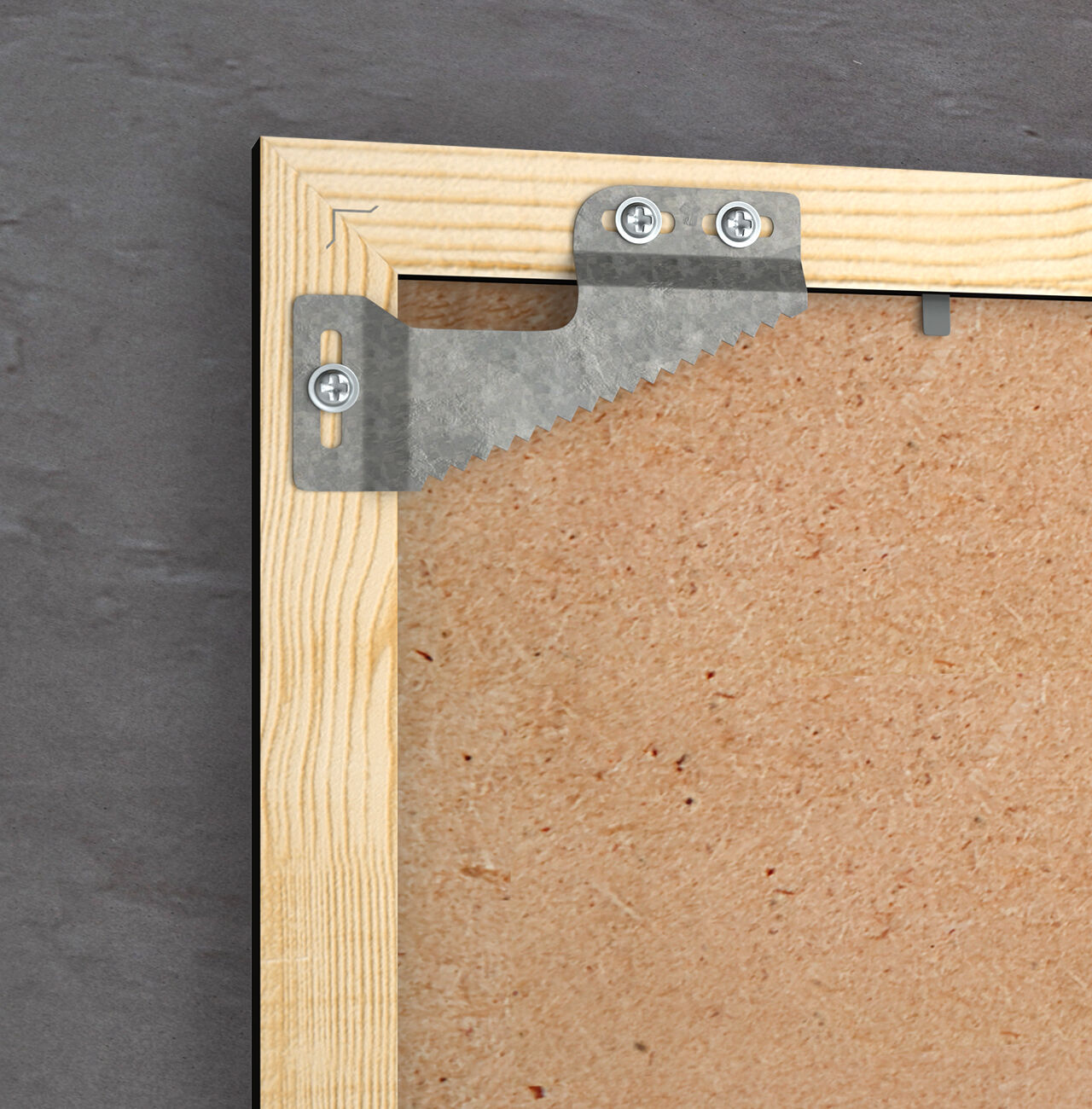 Mounting element for a wooden picture frame