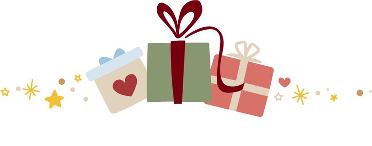  Three lovingly designed gifts with colorful ribbons. 
