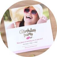 Birthday party invitation with colorful design and sweet details