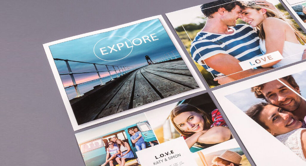 A creative photo book with vacation pictures and loving memories.