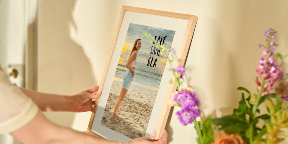 canvas print and framed prints on a wall