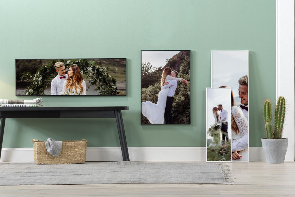 Two romantic photo prints on a wall with harmonious colors