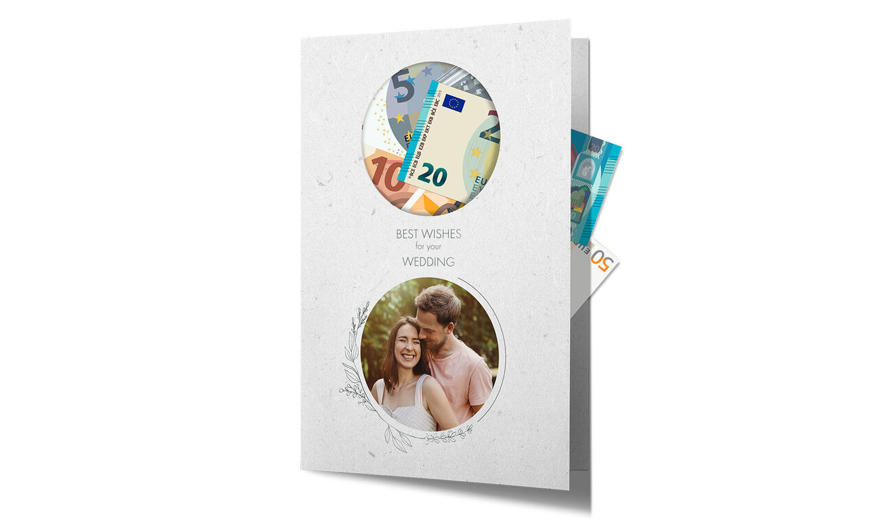 Greeting card for weddings with cash
