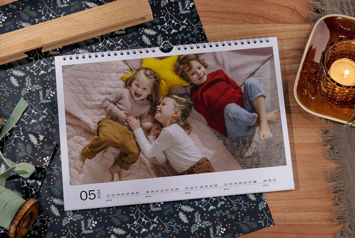 Family enjoys quality time on a calendar page.