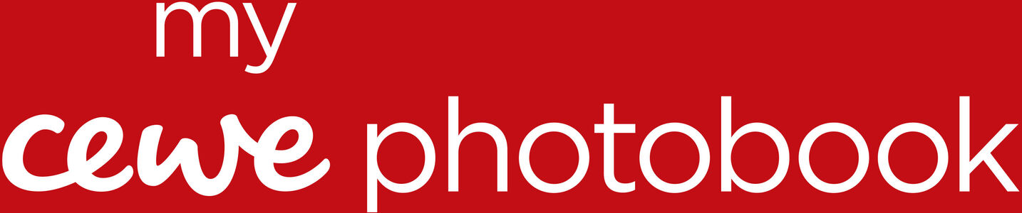  Logo lettering "my CEWE photo book" on red background 