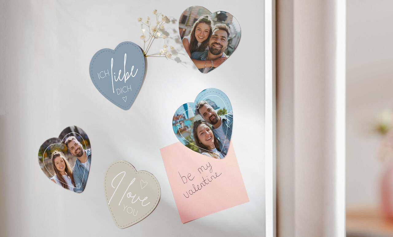 Heartfelt wall decoration with photos and messages for Valentine's Day.