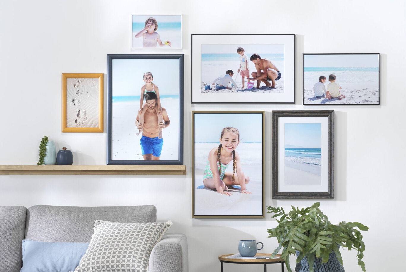 Family pictures at the beach showing joy and shared moments.