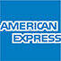 American Express logo in blue with white lettering.
