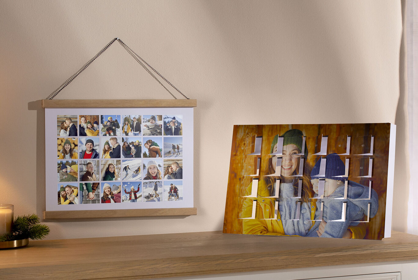 A wall picture made from colorful snapshots of memories, decoratively presented.