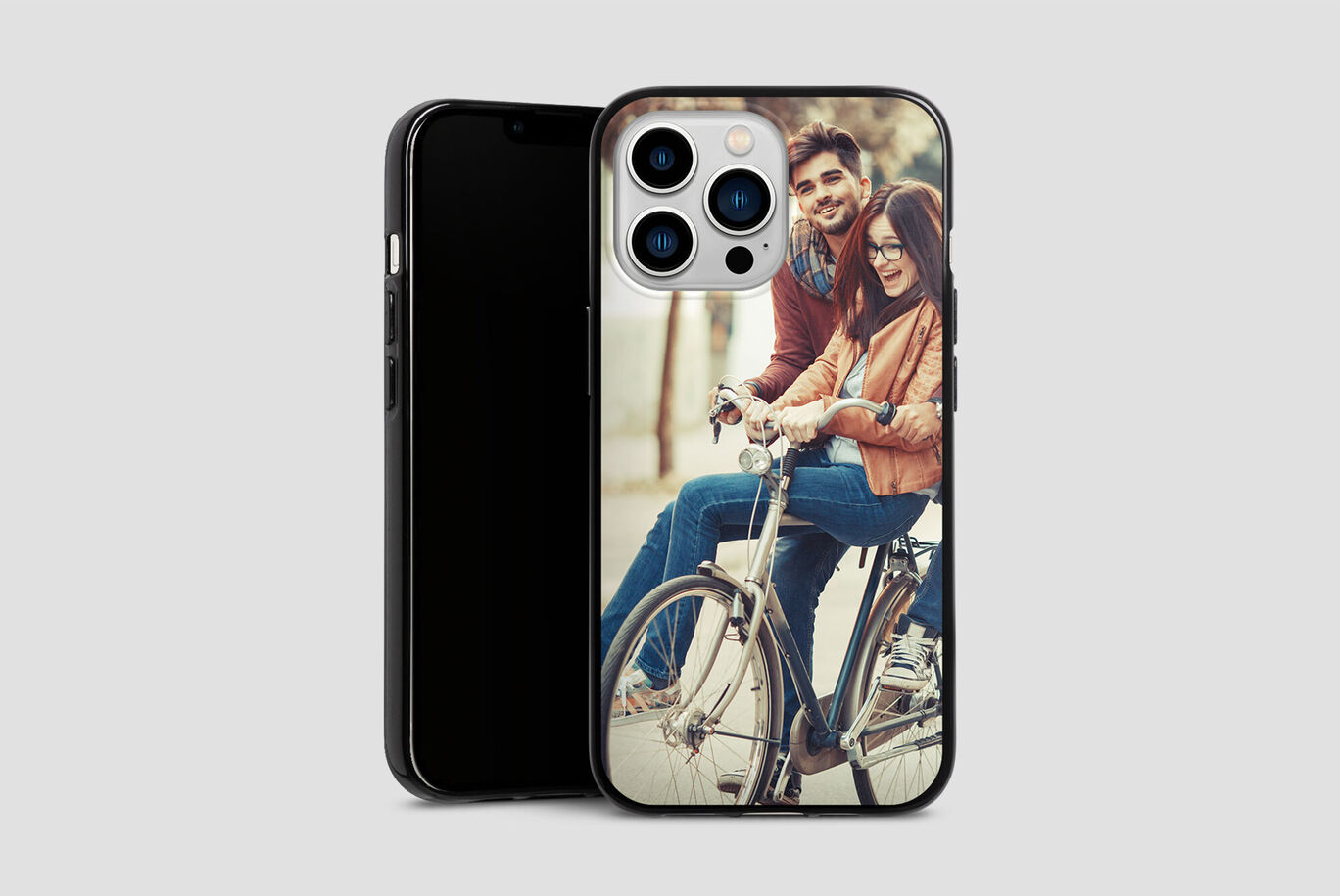 Smartphone with personalized design and bicycle motif.