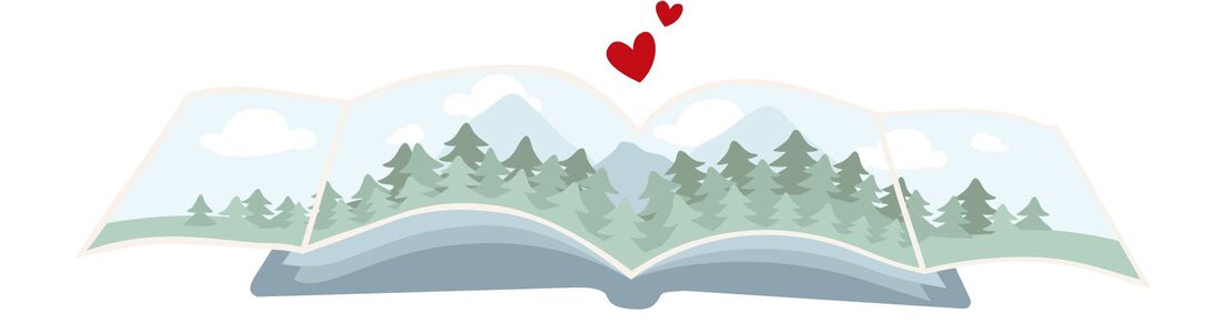  Lovingly designed photo book with a splendid landscape of trees and mountains. 