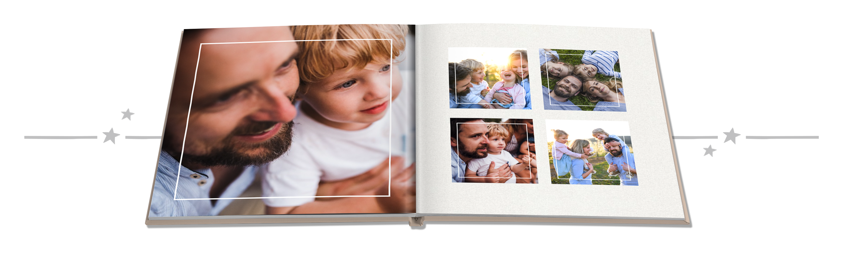 A lovingly designed CEWE photo book with beautiful family photos.