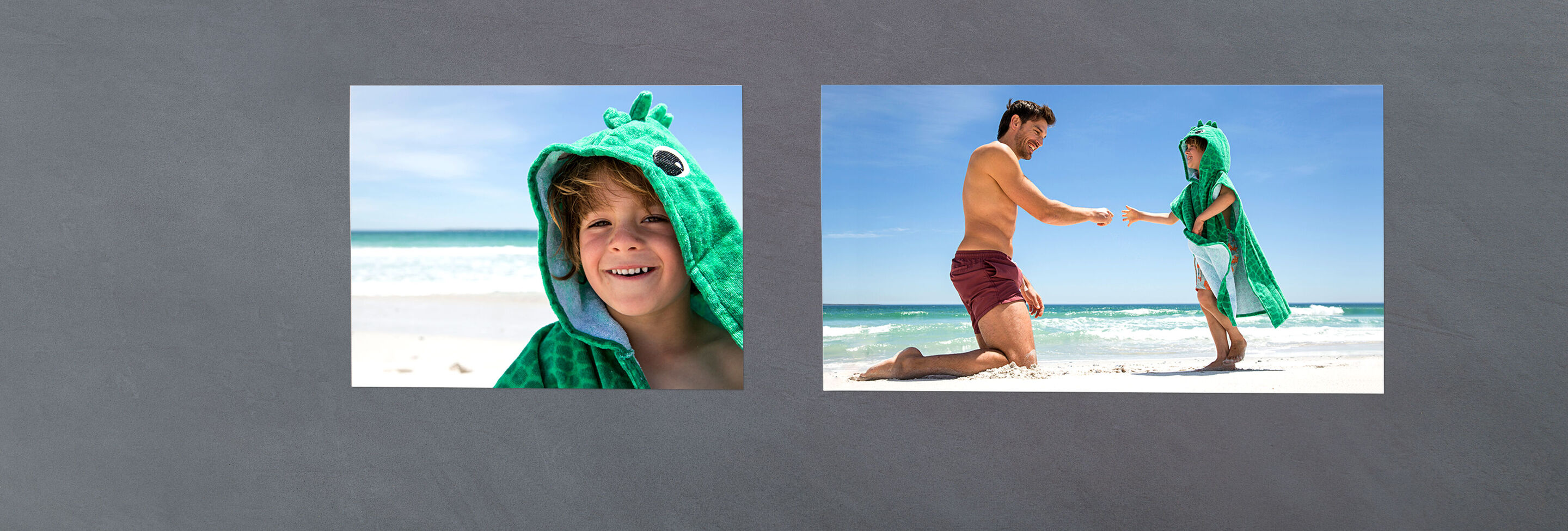 A sweet moment at the beach between child and adult man.