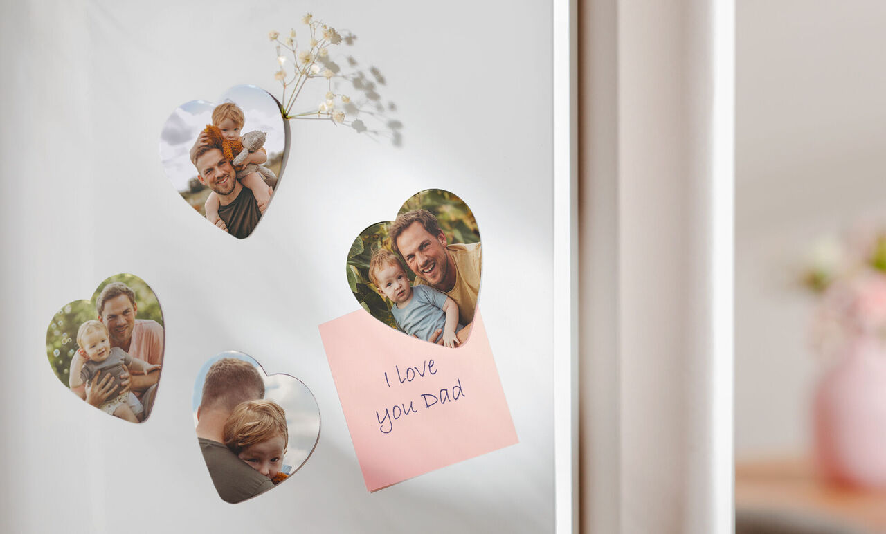 Wonderful family photos in heart shape and a loving message on a note.