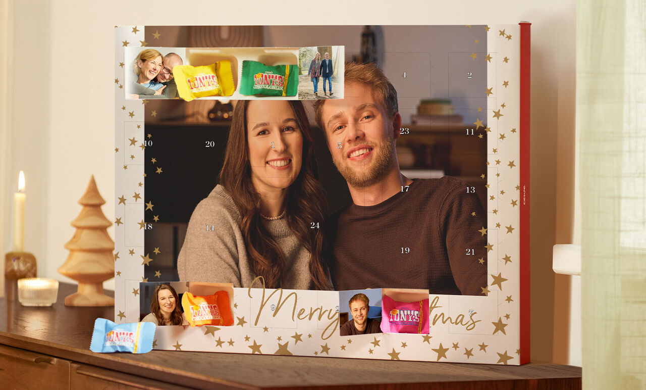 A beautiful advent calendar filled with colorful sweets that spreads Christmas joy.