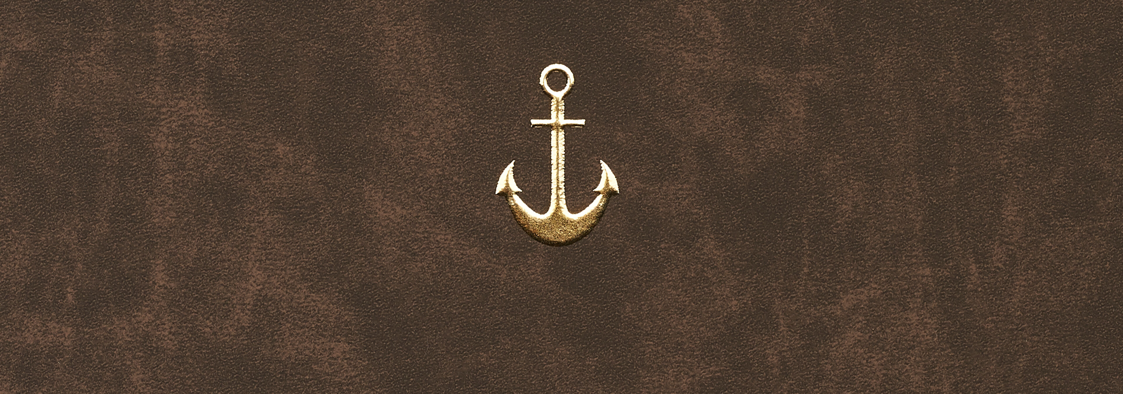 A golden anchor on a brown background. The design radiates maritime joy and adventure.