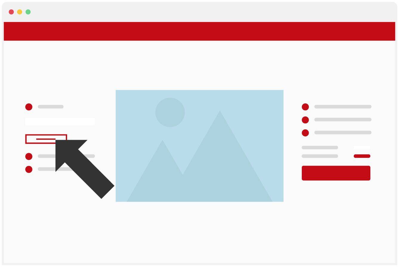 A hand clicks on a field for image selection on a website with a gray image preview.